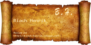 Biach Henrik névjegykártya